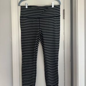 Athleta Striped Black and White Leggings